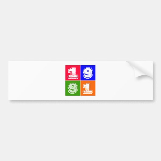 Geboortedatum 1991 bumpersticker (Voorkant)