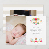 Geboortedatum bloemen land bloemen aankondiging (Voorkant / Achterkant)