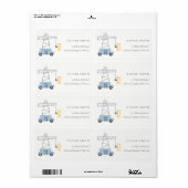 Geboortedatum: Cute Construction Crane Vehicle Etiket (Full Sheet)