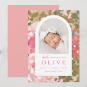 Geboortedatum: Floral Arch Baby Girl Kaart (Voorkant / Achterkant)