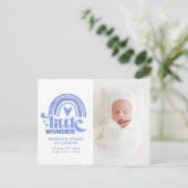 Geboortedatum Foto Briefkaart | Little Wonder (Staand voorkant)