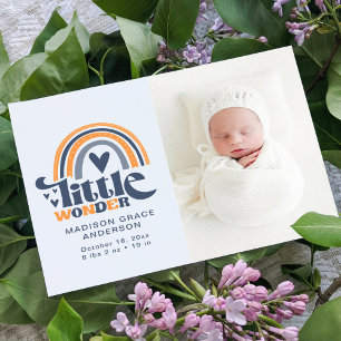 Geboortedatum Foto Briefkaart Little Wonder