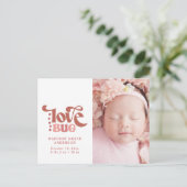 Geboortedatum Foto Briefkaart | Love Bug (Staand voorkant)