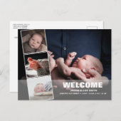 Geboortedatum Foto Collage|Vier Foto's Briefkaart (Voorkant / Achterkant)