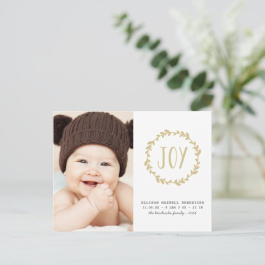 Geboortedatum: Gold & White Holiday Briefkaart (Staand voorkant)