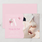 Geboortedatum Initiaal Girl W Kaart (Voorkant / Achterkant)