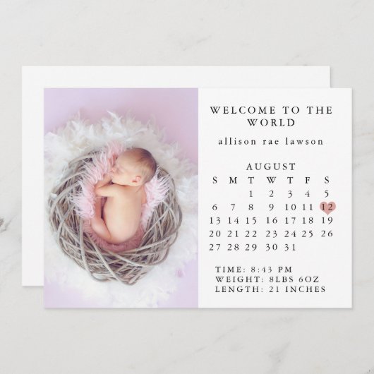 Geboortedatum Save The Date (Voorkant / Achterkant)