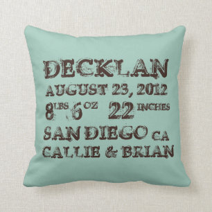 Geboortedatum: Stats Aqua Pillow Kussen