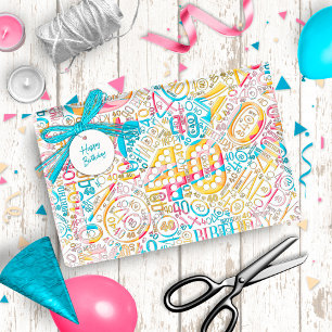 Geboortedatum Word Cloud 40 B ID270 Cadeaupapier