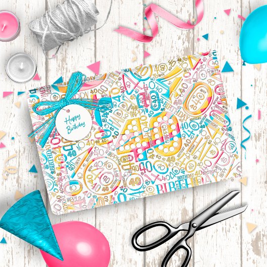 Geboortedatum Word Cloud 40 B ID270 Cadeaupapier