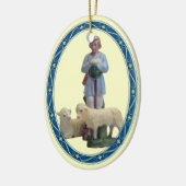 Geboorteherder met schapen keramisch ornament (Links)