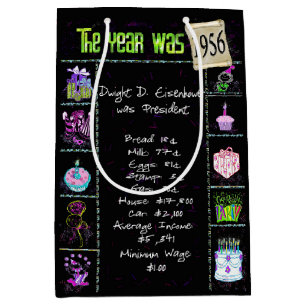 Geboortejaar 1956: Trivia op zwart Medium Cadeauzakje