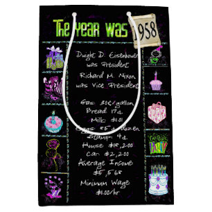 Geboortejaar 1958: Trivia op zwart Medium Cadeauzakje