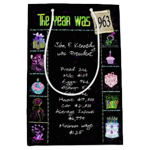 Geboortejaar 1963: Trivia op zwart Medium Cadeauzakje