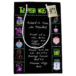 Geboortejaar 1971: Trivia op zwart Medium Cadeauzakje