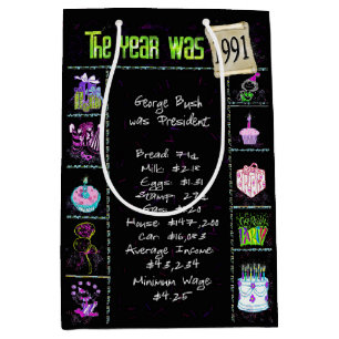 geboortejaar 1991 vn - trivia op zwart medium cadeauzakje