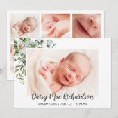 Geboortekaart Fotokaart Witte Daisies Aankondiging (Voorkant / Achterkant)