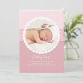 Geboortekaartje Baby Meisje met Geschulpte Lijst F Aankondiging (Staand voorkant)