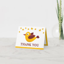 Geboortekaartje bedankje Gele Vogel Baby Shower