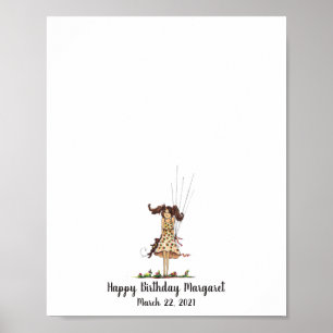 Geboortekaartje Vingerafdruk Gastboek Meisje Poster