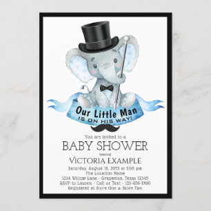 Geboortekaartje voor little man baby shower met zw kaart