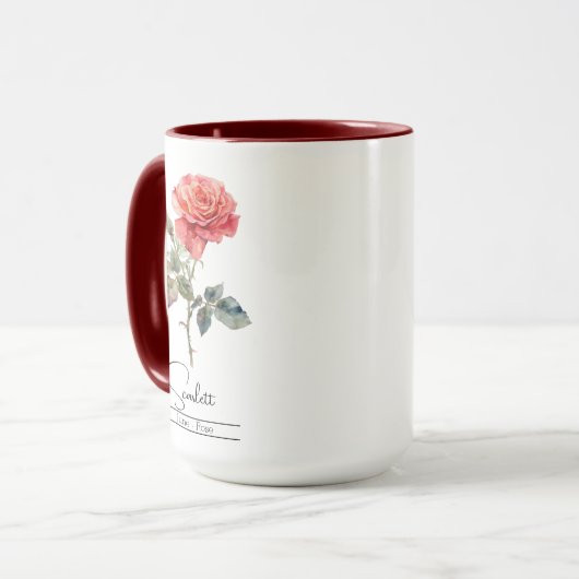 Geboortemaand Bloem Juni Roos Mok (Voorkant links)