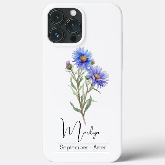 Geboortemaand Bloem September Aster Case-Mate iPhone Case (Achterkant)