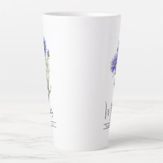 Geboortemaand Bloem September Aster Latte Mok (Voorkant)