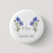Geboortemaand Bloem September Aster Ronde Button 3,2 Cm (Voorkant)