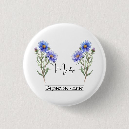 Geboortemaand Bloem September Aster Ronde Button 3,2 Cm (Voorkant)