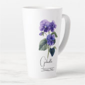 Geboortemaand Flower februari Violet Latte Mok (Rechterhoek)