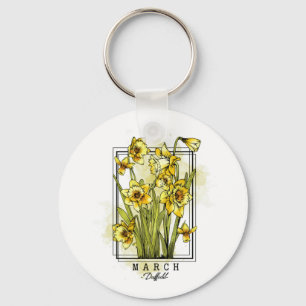 Geboortemaand ventilator geboren in maart Daffodil Sleutelhanger