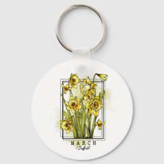 Geboortemaand ventilator geboren in maart Daffodil Sleutelhanger