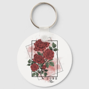 Geboortemaand ventilator in juni Roos Flowers Keyc Sleutelhanger