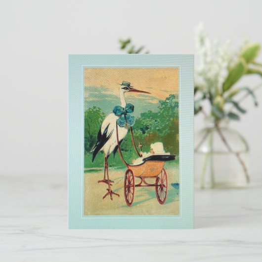 geboortenaankondiging van de ooievaar aankondiging (Staand voorkant)