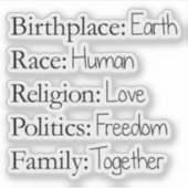 Geboorteplaats: Aarde Sticker (Voorkant)