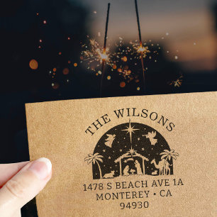 Geboorteplaats Baby Jesus Christ Return Adres Rubberstempel