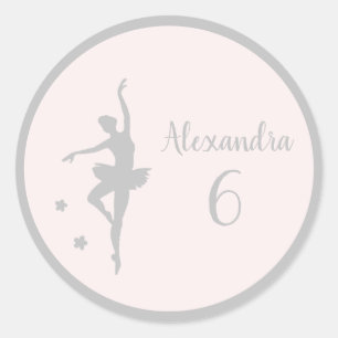 Geboorteplaats: Pastel Silver ballerina Ronde Sticker