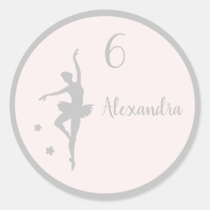 Geboorteplaats: Pastel Silver ballerina Ronde Sticker