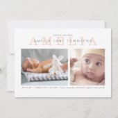 Geboorteplaats: Roze en grijs Aankondiging (Voorkant)