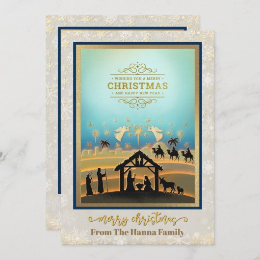 Geboorteplaats "Vrolijk Kerstfeest & Gelukkig Nieu Feestdagenkaart (Voorkant / Achterkant)