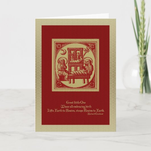 Geboorteplaats Woodcut Christmas Kaart (Voorkant)