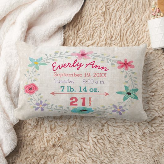 Geboortestatistieken Baby Girl Forest Creatures Fo Kussen (Deken)