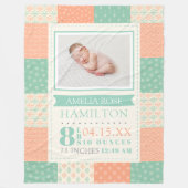 Geboortestatistieken Foto Baby Fleece Deken (Voorkant)