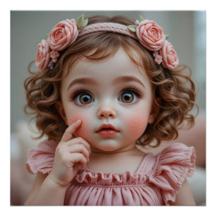 Geborduurd Baby-portret Perfect Poster