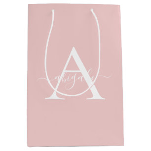 Geborduurd Baby Roze Minimalistische Elegantie Medium Cadeauzakje