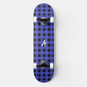 Geborduurd Blauw Buffalo Plaid Rustiek Patroon Skateboard