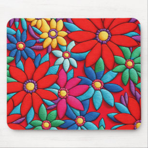 Geborduurd Daisy Design Muismat