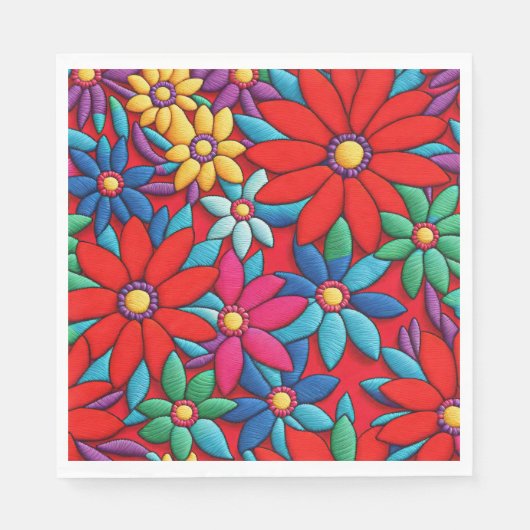 Geborduurd Daisy Design Servet (Voorkant)