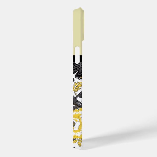 Geborduurd Geel en Grijs Bloemmotief Case-Mate iPhone Case (Achterkant / Rechts)